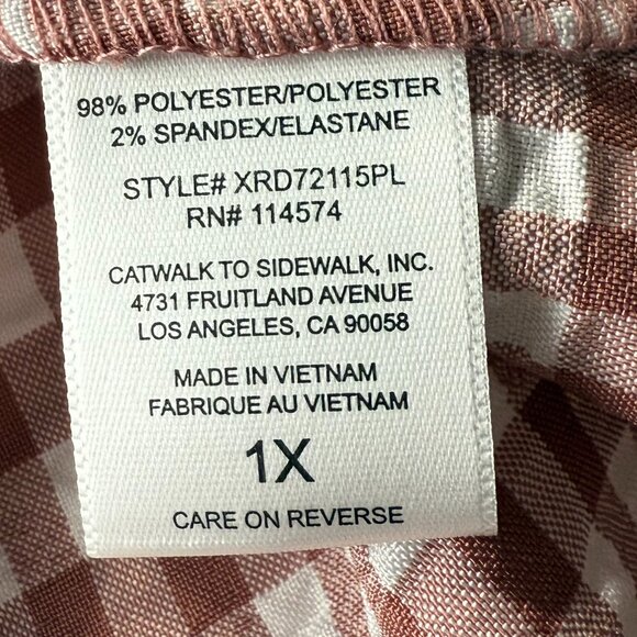 NWT Pleione Women's Puff Sleeve Dress Size 1X Shoulder Ruffle Checkered - Picture 12 of 14